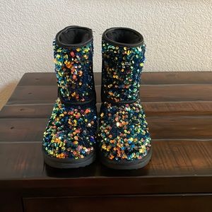 Kids Black Sequin Uggs